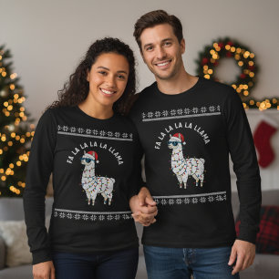 Llama Christmas Lights Pun T-Shirt