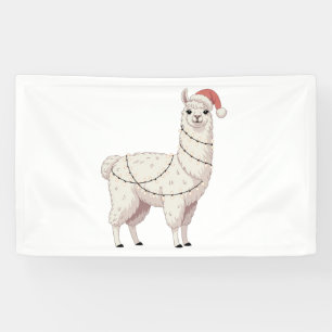 Llama Christmas Lights Sturdy Animals Lover Alpaca Banner