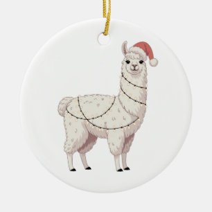 Llama Christmas Lights Sturdy Animals Lover Alpaca Ceramic Tree Decoration