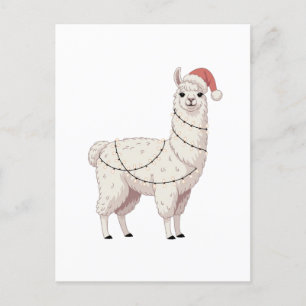 Llama Christmas Lights Sturdy Animals Lover Alpaca Invitation Postcard