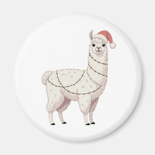 Llama Christmas Lights Sturdy Animals Lover Alpaca Magnet
