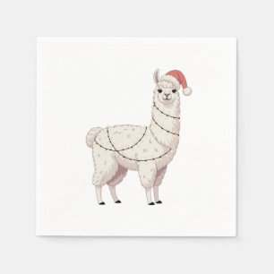 Llama Christmas Lights Sturdy Animals Lover Alpaca Napkin