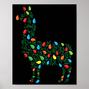 Llama Christmas Lights Sturdy Animals Lover Alpaca Poster