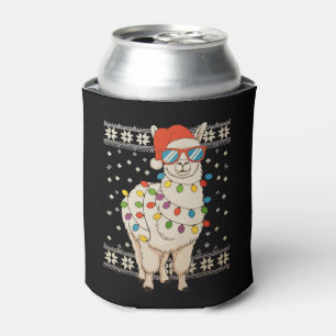 Llama Christmas Lights Ugly Xmas Sweater Holiday Can Cooler