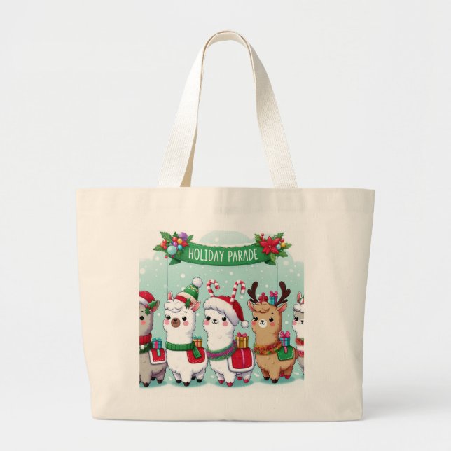 Llama Christmas lovers  Large Tote Bag (Front)