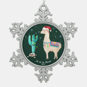 Llama Christmas Ornament - Personalised Pewter