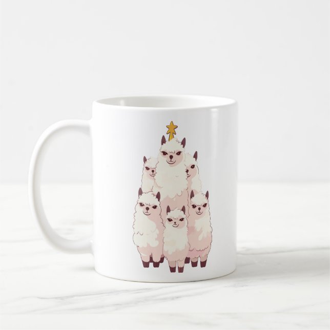 LLAMA CHRISTMAS TREE  COFFEE MUG (Left)