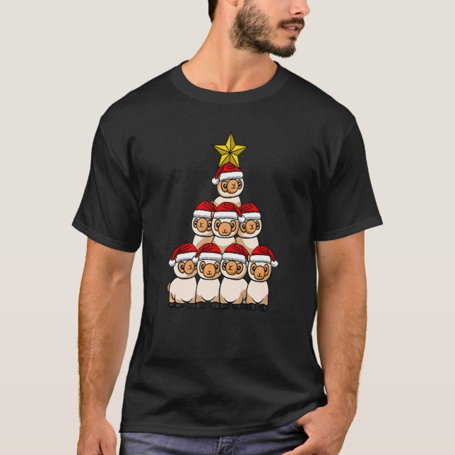 Llama Christmas Tree Cute Christmas Tree Animals T-Shirt (Front)