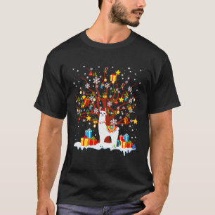 Llama Christmas Tree Lights Ornament Decor Llama L T-Shirt