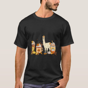 Llama Coffee Pumpkin Spice Animal Fall Thanksgivin T-Shirt
