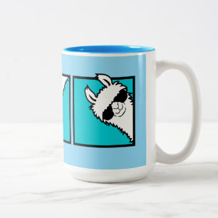 Llama Cool Peeking Sunglasses Furry Animal Trio Two-Tone Coffee Mug