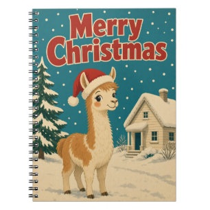 Llama Cottage Snow Animal Christmas Notebook
