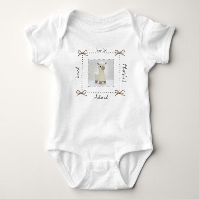 Llama Crochet Baby Bodysuit Personalize  (Front)