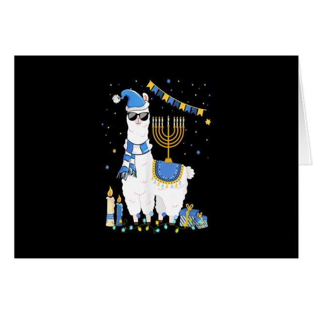 Llama Cute Alpaca Chanukah Holiday Menorah Hanukka (Front Horizontal)