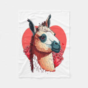 Llama Cute Alpaca Valentines Day Animal Fleece Blanket