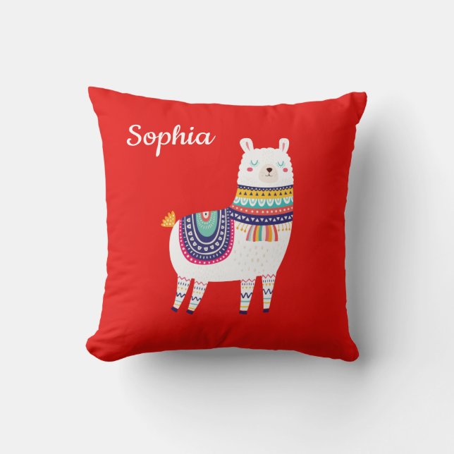 Llama Cute Custom Name Cushion (Front)
