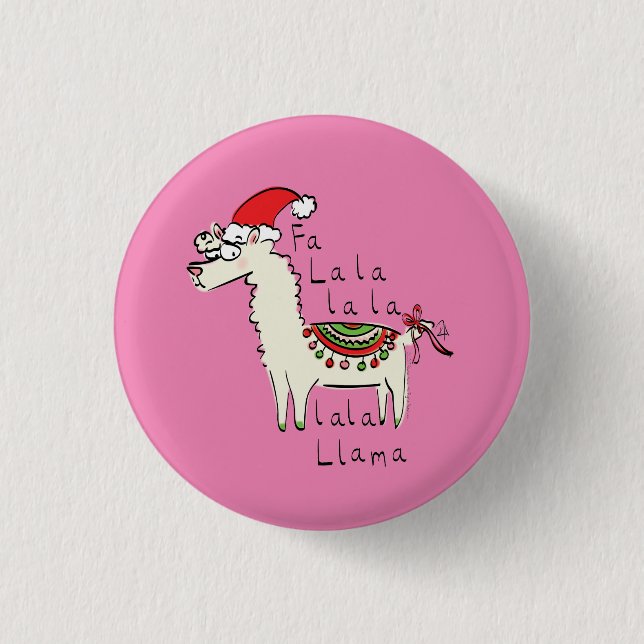 Llama Cute Funny Christmas Holiday 3 Cm Round Badge (Front)