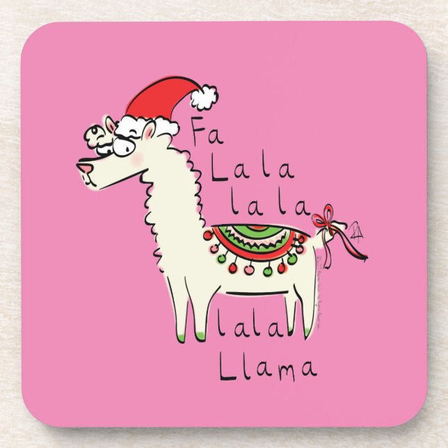 Llama Cute Funny Christmas Holiday Coaster (Front)