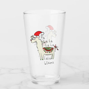 Llama Cute Funny Christmas Holiday Glass