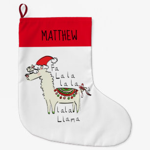 Llama Cute Funny Christmas Holiday Large Christmas Stocking