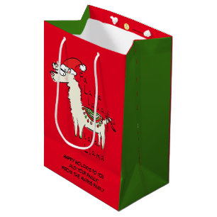 Llama Cute Funny Christmas Holiday Medium Gift Bag