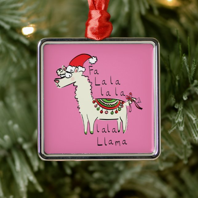 Llama Cute Funny Christmas Holiday Metal Tree Decoration (Tree)