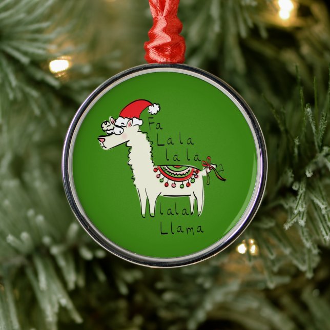 Llama Cute Funny Christmas Holiday Metal Tree Decoration (Tree)