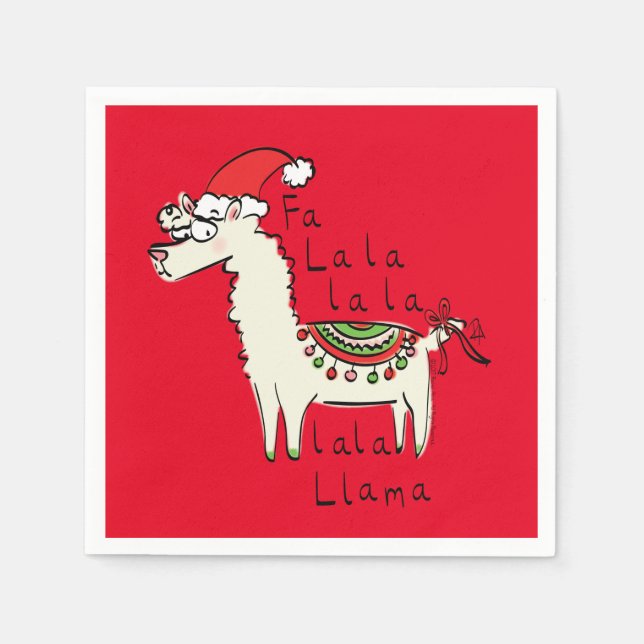 Llama Cute Funny Christmas Holiday Napkin (Front)