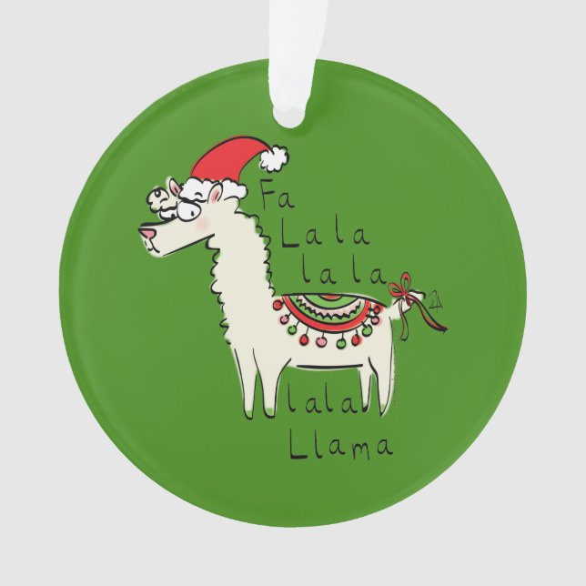 Llama Cute Funny Christmas Holiday Ornament (Front)