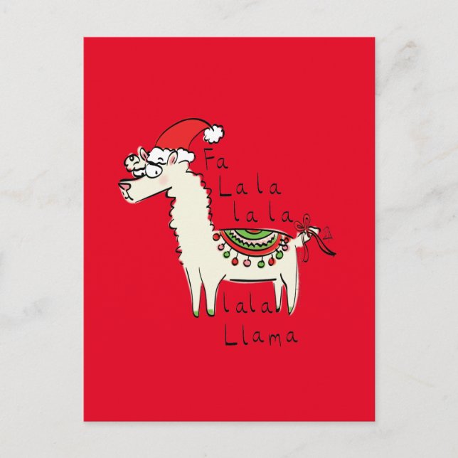 Llama Cute Funny Christmas Holiday Postcard (Front)