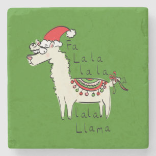 Llama Cute Funny Christmas Holiday Stone Coaster