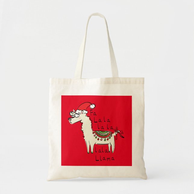 Llama Cute Funny Christmas Holiday Tote Bag (Front)