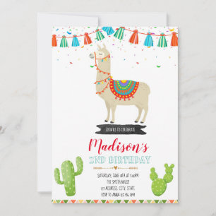 Llama cute party invitation