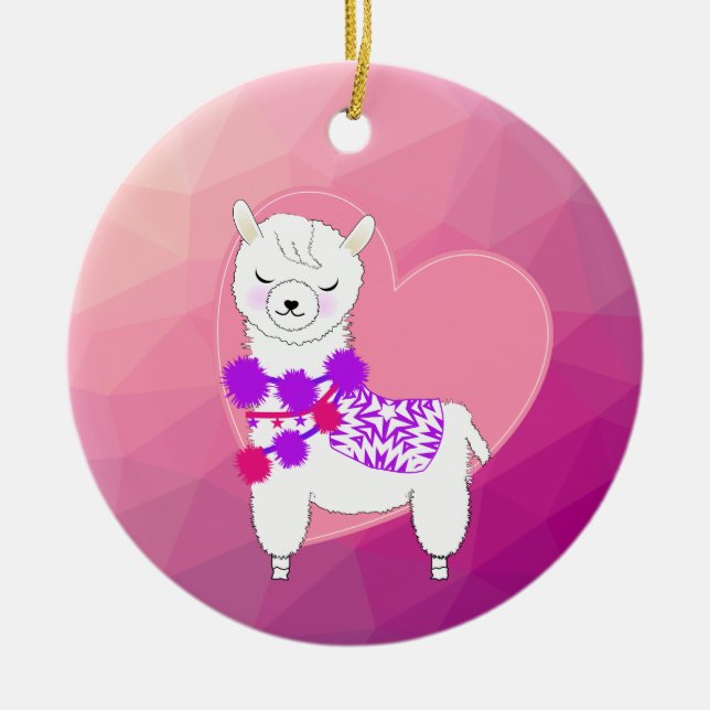 Llama Cute Personalised Ceramic Tree Decoration (Front)
