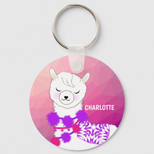 Llama Cute Personalised Key Ring (Front)