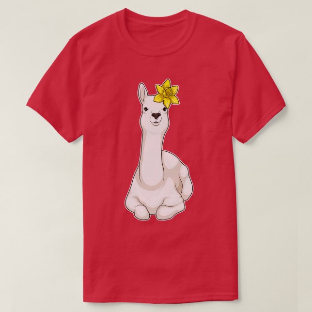 Llama Daffodil Flower T-Shirt (Design Front)