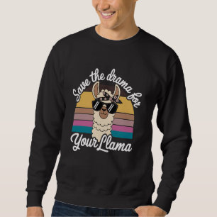 Llama Drama Alpaca Animal Lover Funny Retro Sunset Sweatshirt