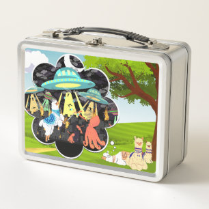 Llama Dreams Epic Battle Scene Lunchbox