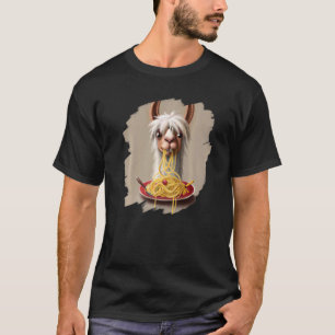 Llama Eating Spaghetti Pasta Llamas Italian Food T-Shirt