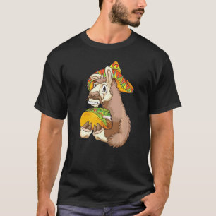 Llama Eating Taco Cool Mexican Alpaca Llama Taco T-Shirt