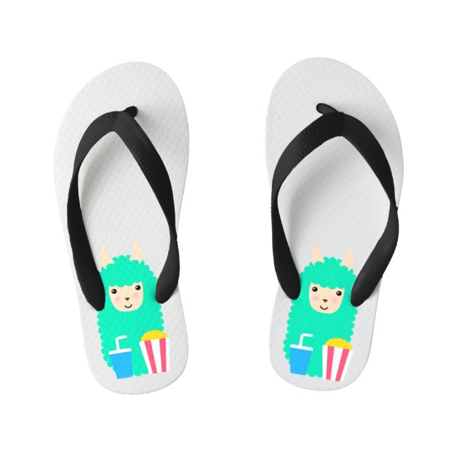 Llama Emoji Movie Lover Kid's Flip Flops (Footbed)