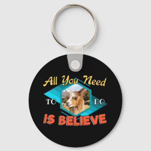 Llama Encouragement Mindset Quote - Believe Key Ring