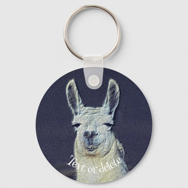 Llama Face Animal Art Personalised Key Ring (Front)