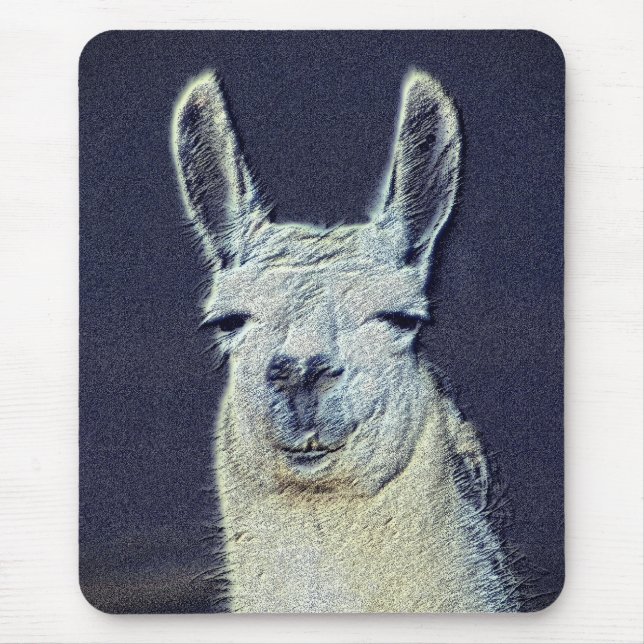 Llama Face Digital Pencil Art  Mouse Mat (Front)