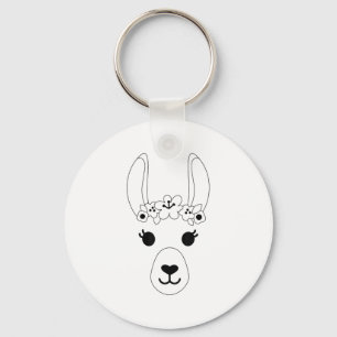 Llama Face Halloween Costume Wreath Flowers Alpaca Key Ring