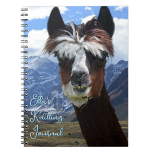 Llama Face Mountains Personalised Knitting Journal