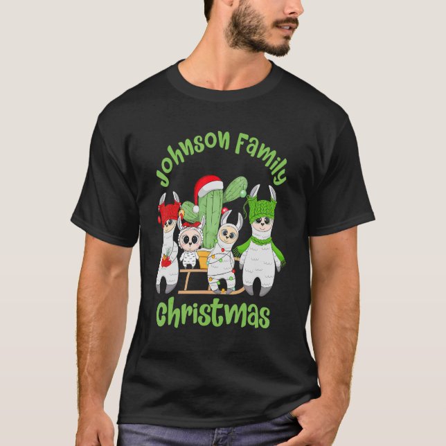 Llama Family Men Women and Kids Johnson Family Chr T-Shirt (Front)