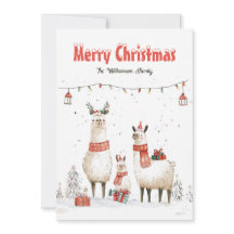 Llama Family of 3 Christmas Holiday Card