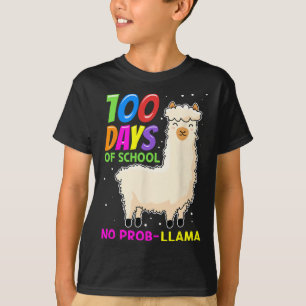 Llama Farm Animals - 100 Days Of School No Prob-ll T-Shirt