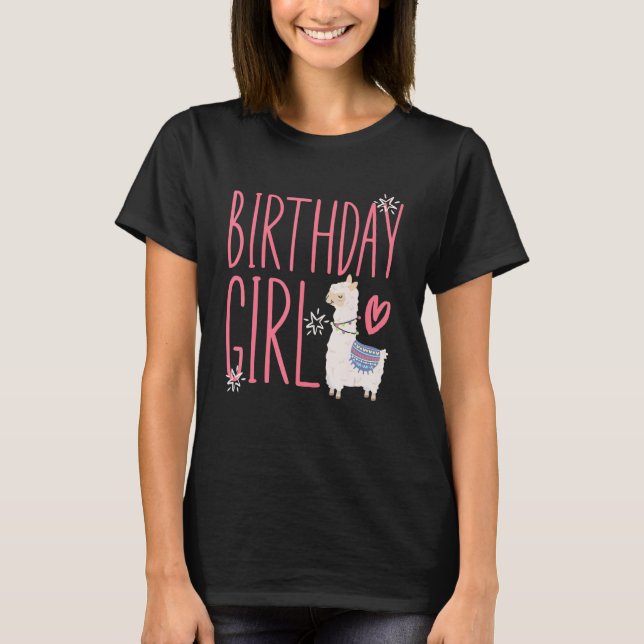 Llama Farm Animals - Birthday Girl T-Shirt (Front)